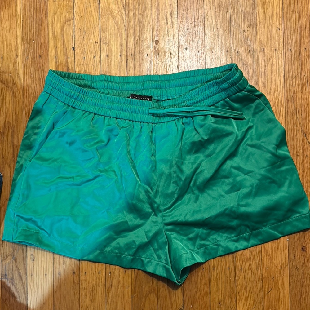 Zara Emerald Green Satin Shorts